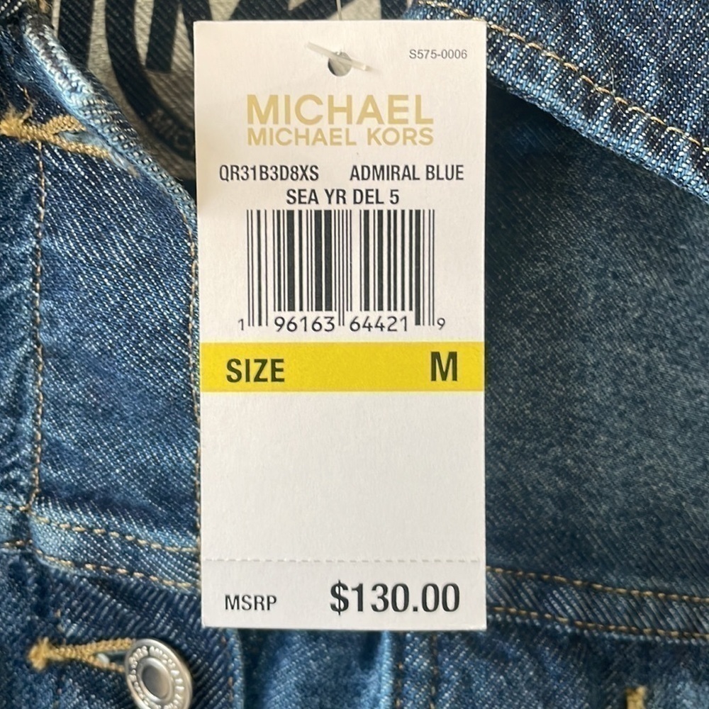 Brand New Michael Kors Admiral Blue Denim Button Up Jean Jacket - Picture 4 of 16